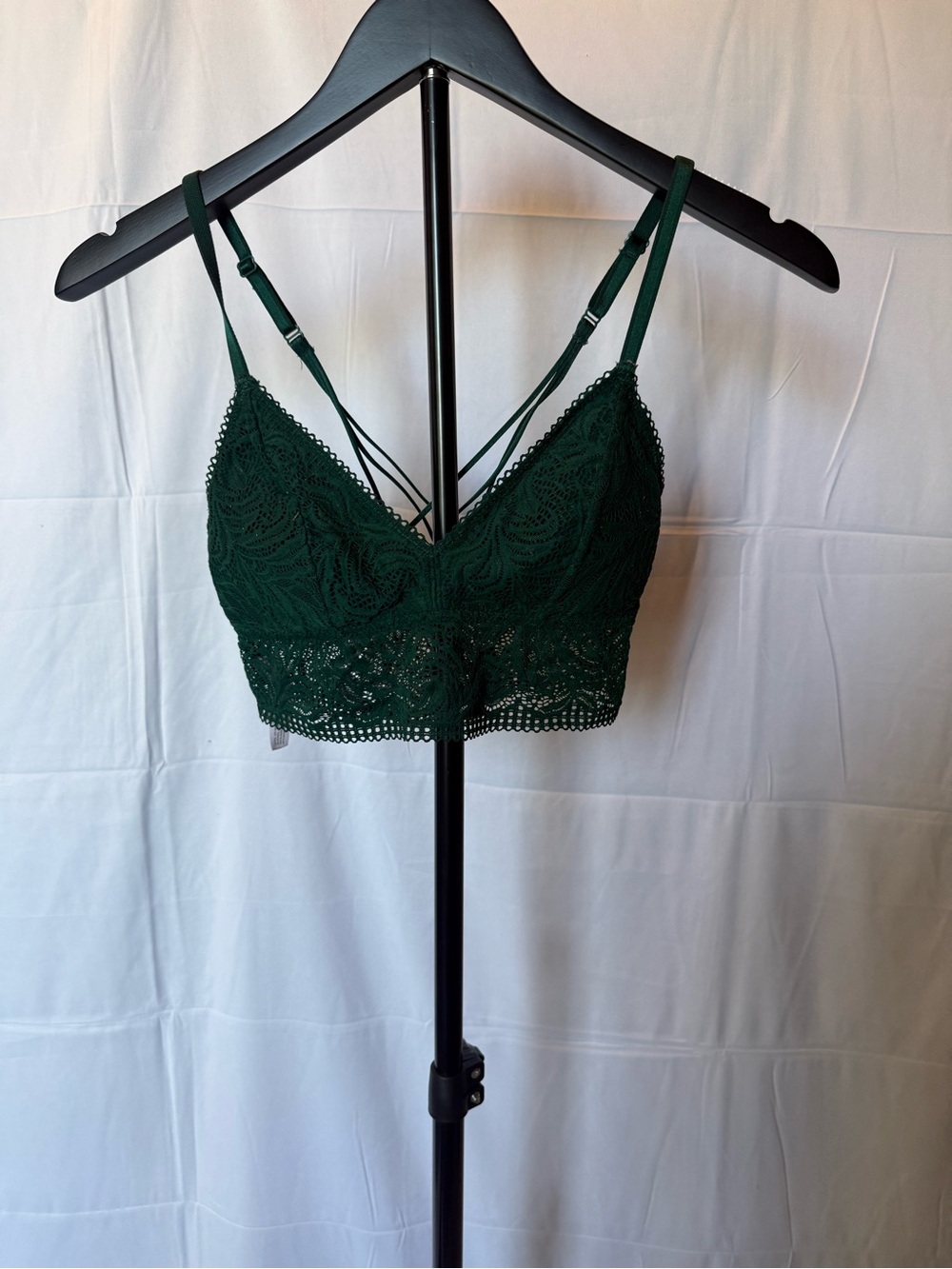 Auden Deep Green Lace Bralette with Strappy Back